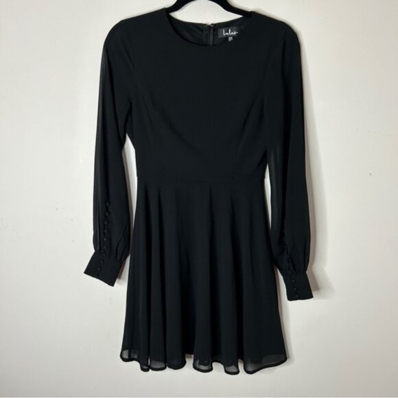LULUS Sadie May Black Long Sleeve Mini Dress Sheer Size XS Whimsigoth - Picture 5 of 16